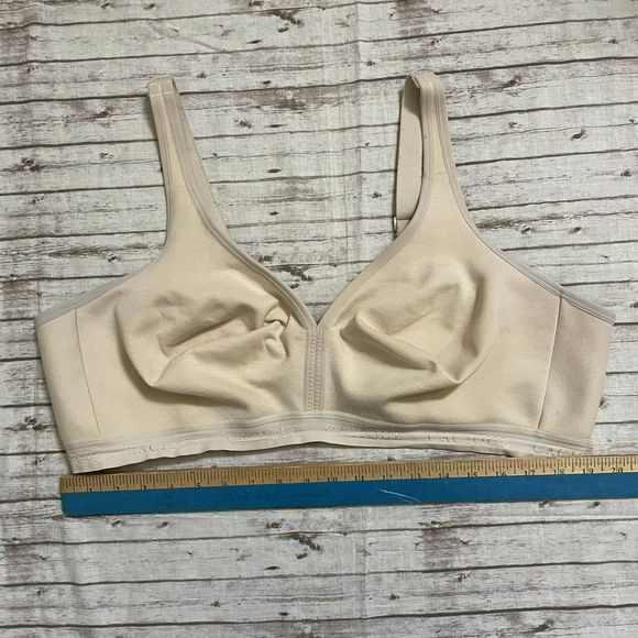 Cacique Size 46D Bra Cotton No Wire Cups Seamless Wide Adjustable Straps Beige - Picture 4 of 8